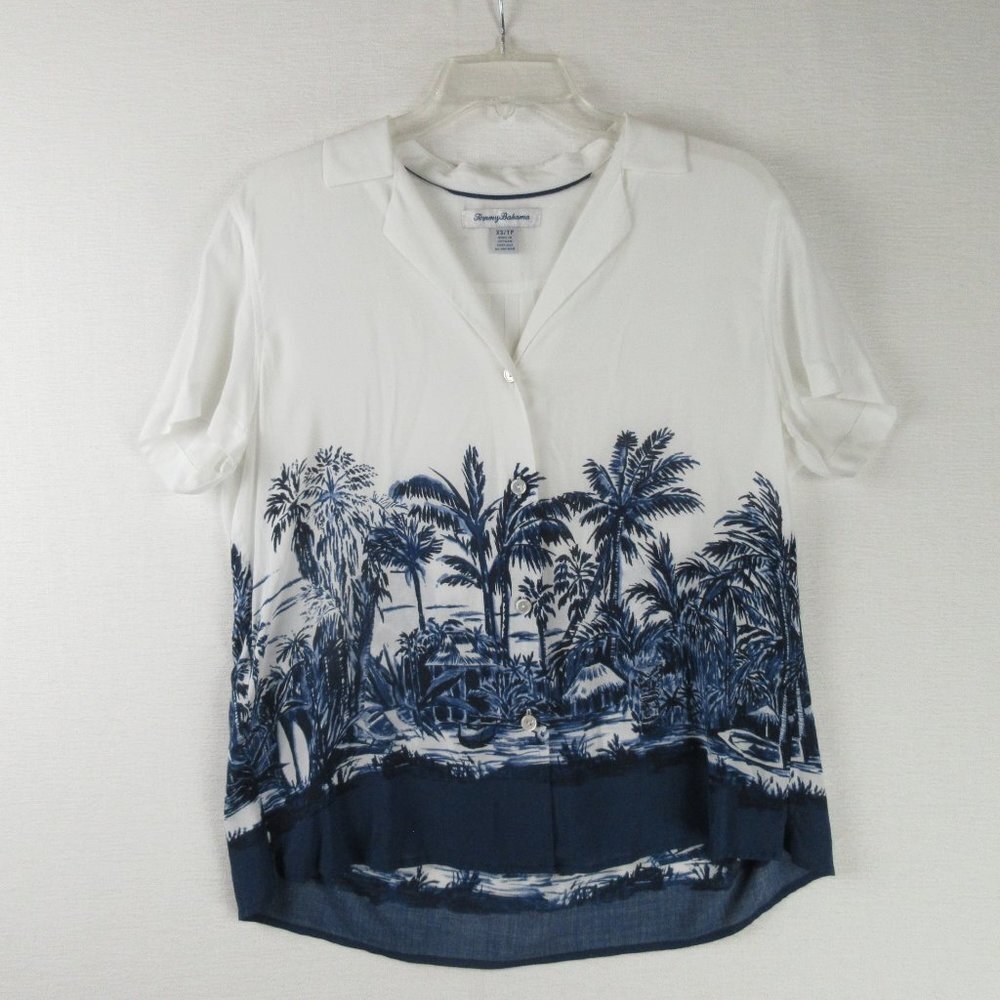 Tommy Bahama Talulla Camp Shirt Size XS Engineered Border Bungalow